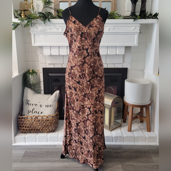 Nili Lotan X Target Paisley Maxi Slip Dress - Brown and Black Size Small - Picture 1 of 6